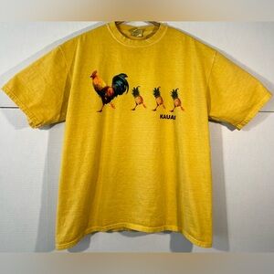 Crazy Shirts Hawaii Kauai Aloha T Shirt Men’s XL Yellow Rooster Pineapple Dyed